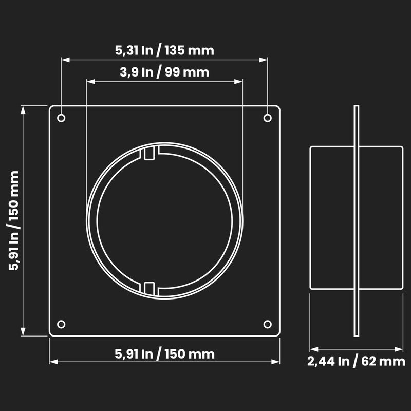 REPA MARKET 4"" Inch Duct Connector Flange - Plastic Straight Pipe Flange for Heating Cooling - Inlet Outlet Ventilation System - Ducting Coupling Wall Plate - Assembly Joint (100mm) - Image 2